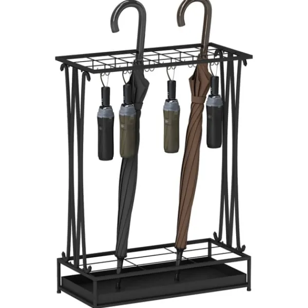 Opbevaringskroge & Hylder>Rootz paraply stand - paraplyholder - Rainwater Collector - 24 Hooks & 21 åbninger - Holdbart ståldesign - 50x24x68 cm