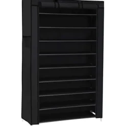 Tøj- & Garderobeopbevaring>Rootz Skostativ - Skoskab - 10 niveauer - Stof - 40 par sko - Sort - 88 x 28 x 160 cm