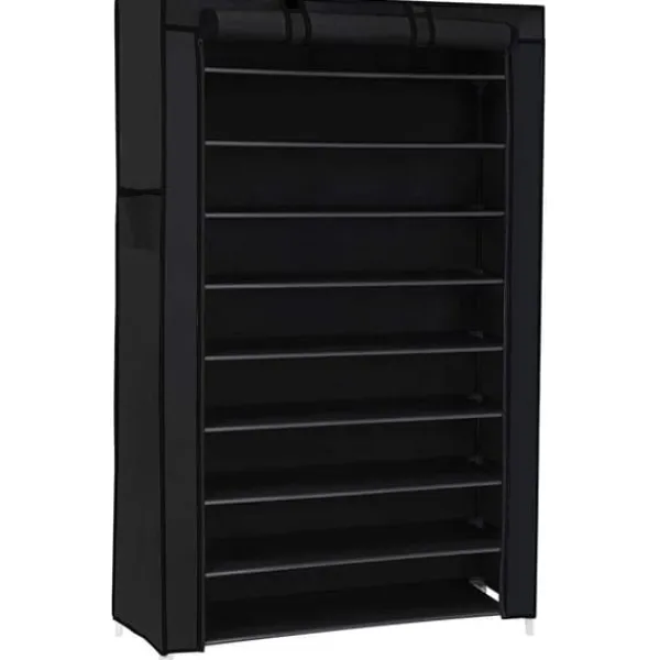 Tøj- & Garderobeopbevaring>Rootz Skostativ - Skoskab - 10 niveauer - Stof - 40 par sko - Sort - 88 x 28 x 160 cm