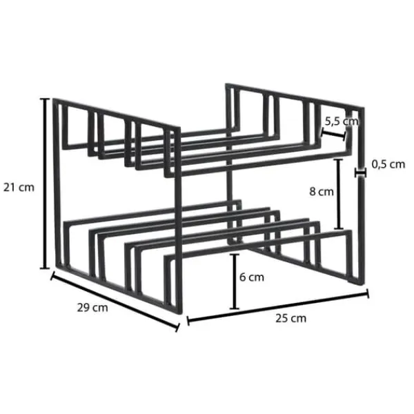 Vinflaskeholdere>Rootz vinflaskeholder til 6 flasker 29x21x25 cm vinreol sort metal - Flaskeholder Iron Modern - Vinstander vinholder bordkøkken