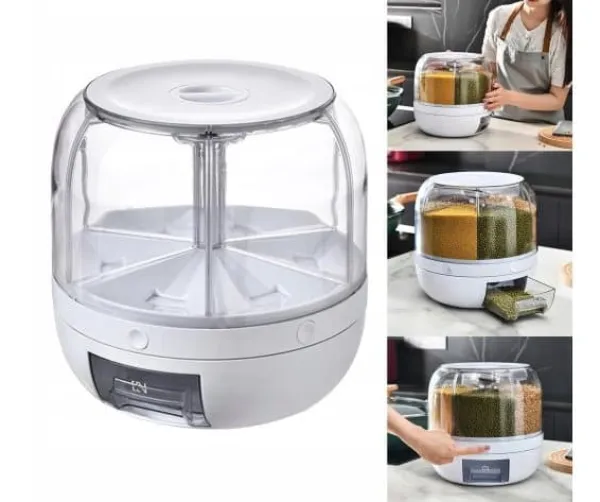 Rotationsdispenser til opbevaring og dispensering af foder og spirer - 6 rum Sale