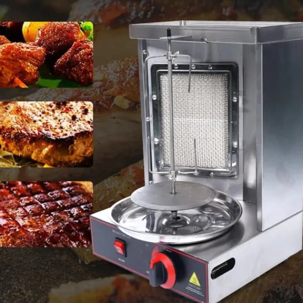 Grill-Ovne & Ovn Med Roterende Stegespyd>Rotisserigrill 360° - Gasgrill - Infrarød LPG-brænder - 2000 W - 220 V 50 Hz - 0–300 °C Trinløs Temperatur - Rustfrit Stål - Max 10 kg