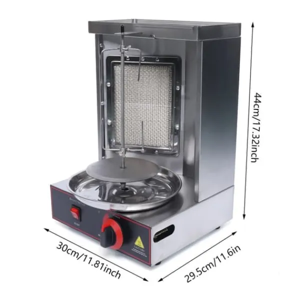Grill-Ovne & Ovn Med Roterende Stegespyd>Rotisserigrill 360° - Gasgrill - Infrarød LPG-brænder - 2000 W - 220 V 50 Hz - 0–300 °C Trinløs Temperatur - Rustfrit Stål - Max 10 kg