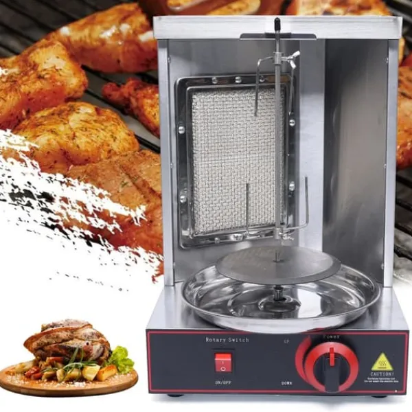 Grill-Ovne & Ovn Med Roterende Stegespyd>Rotisserigrill 360° - Gasgrill - Infrarød LPG-brænder - 2000 W - 220 V 50 Hz - 0–300 °C Trinløs Temperatur - Rustfrit Stål - Max 10 kg