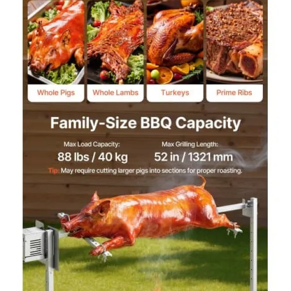 Grill-Ovne & Ovn Med Roterende Stegespyd>Rotisserigrill 174x53.5x86 cm rustfrit stål elektrisk grillkit