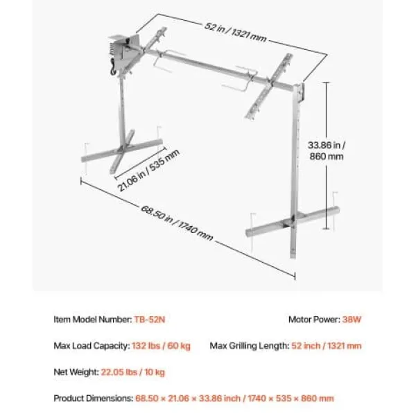 Rotisserigrill, 174x53.5x86 cm, rustfrit stål Best