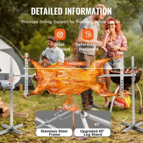 Grill-Ovne & Ovn Med Roterende Stegespyd>Rotisserigrill-sæt, 176,5x56,5x87 cm, rustfrit stål, justerbar