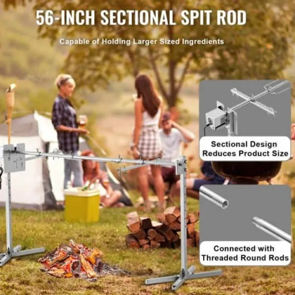 Grill-Ovne & Ovn Med Roterende Stegespyd>Rotisserigrill-sæt, 176,5x56,5x87 cm, rustfrit stål, justerbar