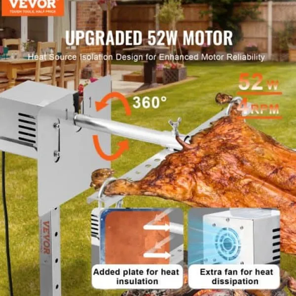 Grill-Ovne & Ovn Med Roterende Stegespyd>Rotisserigrill-sæt, 176,5x56,5x87 cm, rustfrit stål, justerbar