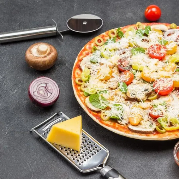 Rund pizzaskærer i stål, 21 cm Discount