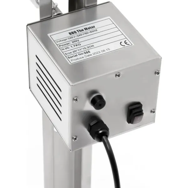 Grill-Ovne & Ovn Med Roterende Stegespyd>Rustfri pattegrisegrill, elektrisk rotisserie med motor, spyd med kødgafler, 220 V, sølv