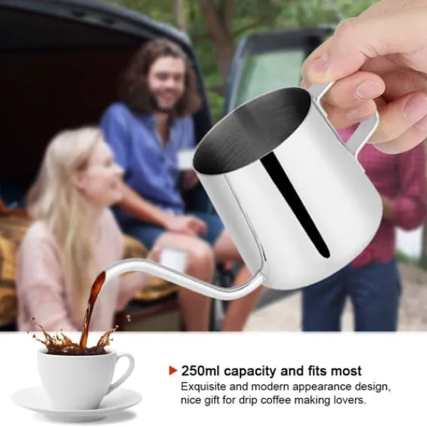 Kaffe- & Tekander>Rustfri Stål Dryp Kaffekande Lang Svanehals Tud Kedel Kop Teværktøj (Sølv 250ml)
