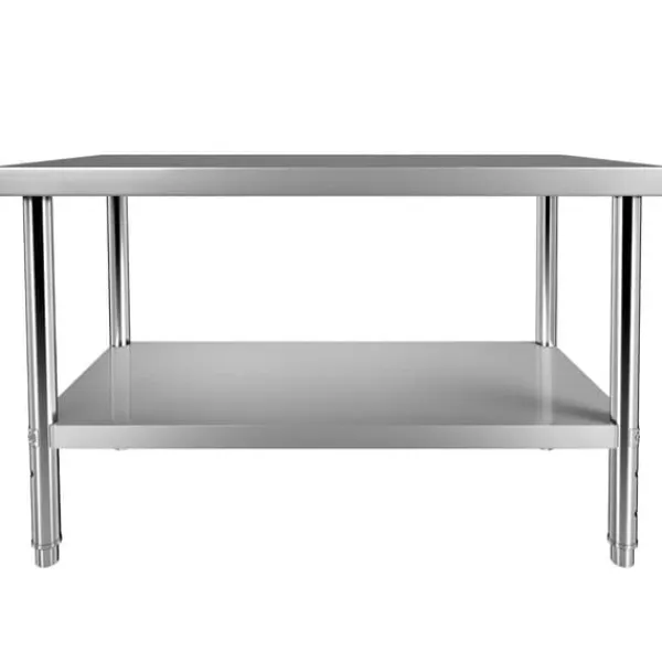 Madopvarmere>Rustfrit stål arbejdsbord, 48 x 24 x 34 tommer, 550 lbs kapacitet. Holdbart metal med justerbar hylde - ideelt til køkken, restaurant og garage.
