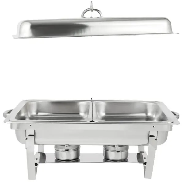 Rustfrit Stål Chafing Dish, To-Kompartments Design, 4,5L Kapacitet,To-rum