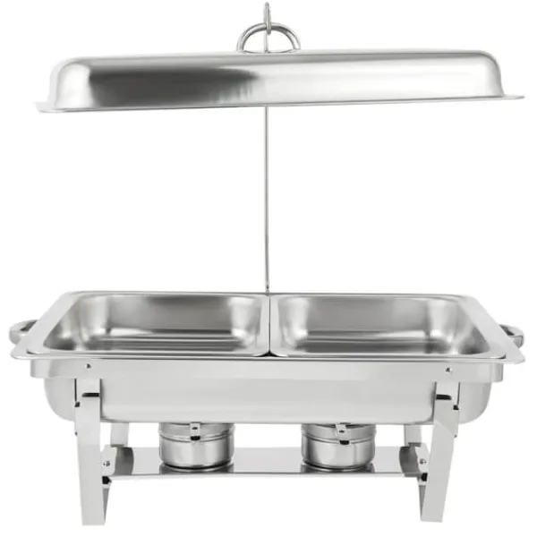 Rustfrit Stål Chafing Dish, To-Kompartments Design, 4,5L Kapacitet,To-rum