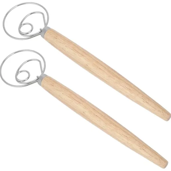 Mørdejsblander>Rustfrit stål dejblander - 2 stk., egetræshåndtag - Køkkentilbehør