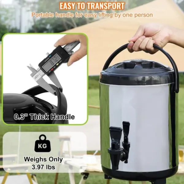 Rustfrit stål drikkevaredispenser, 1,5 gallon (6 liter), termisk servering til varme og kolde drikke. Fødevaregodkendt til te, kaffe og vand. Online