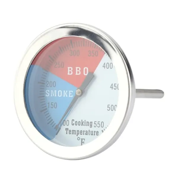 Køkkentermometre>rustfrit stål grilltermometer 100-550℉ rund hættetemperatur til grillovn grill