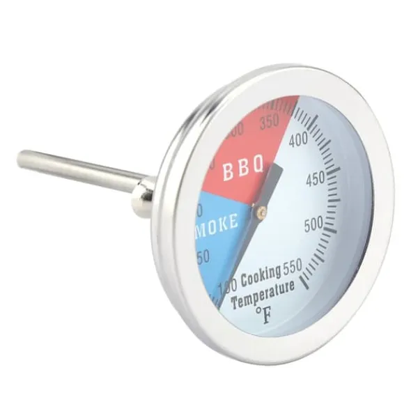 Køkkentermometre>rustfrit stål grilltermometer 100-550℉ rund hættetemperatur til grillovn grill