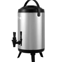 Rustfrit stål, isoleret drikkevaredispenser 7,6 liter; perfekt til varm/kold te, kaffe, vand — ideel til restauranter og cafeer.