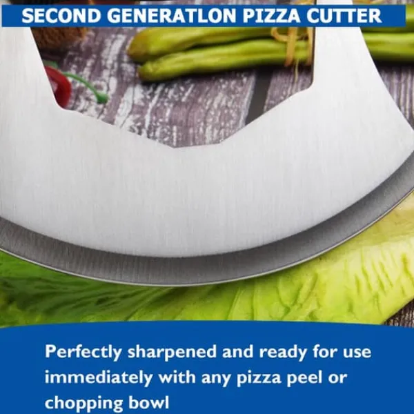 Pizzaskærere>Rustfrit Stål Pizzaskærer med Låg Ergonomisk Skridsikkert Håndtag Rocker Skærer