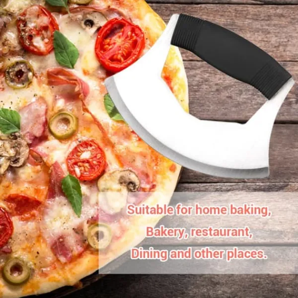 Pizzaskærere>Rustfrit Stål Pizzaskærer med Låg Ergonomisk Skridsikkert Håndtag Rocker Skærer