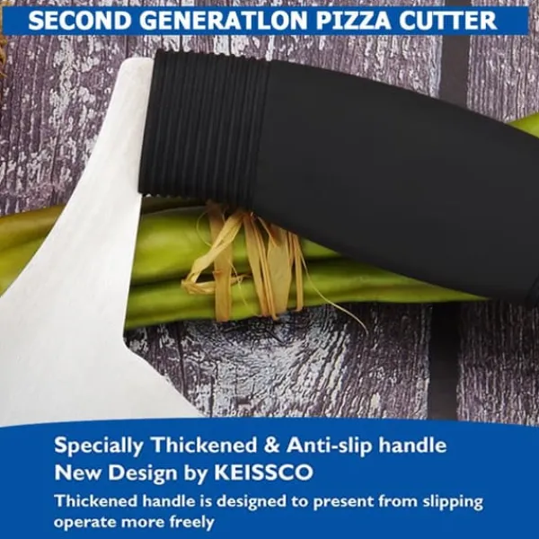 Pizzaskærere>Rustfrit Stål Pizzaskærer med Låg Ergonomisk Skridsikkert Håndtag Rocker Skærer