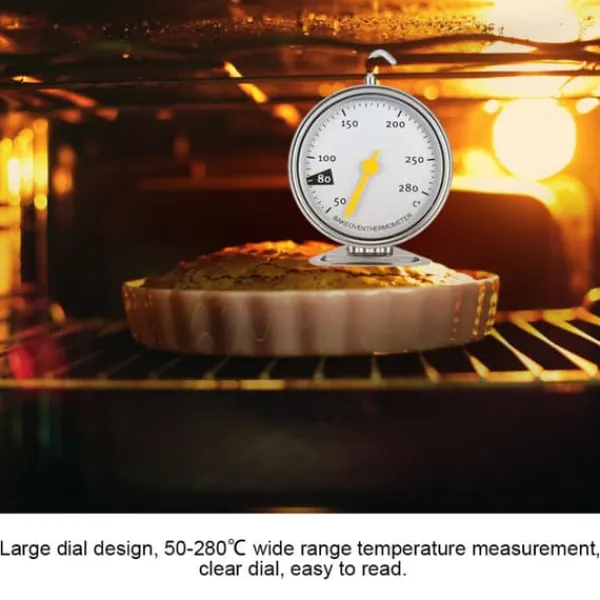 Køkkentermometre>Rustfrit Stål Stor Ovntermometer med Krog Køkken Madlavning Måleværktøj 50-280 ℃