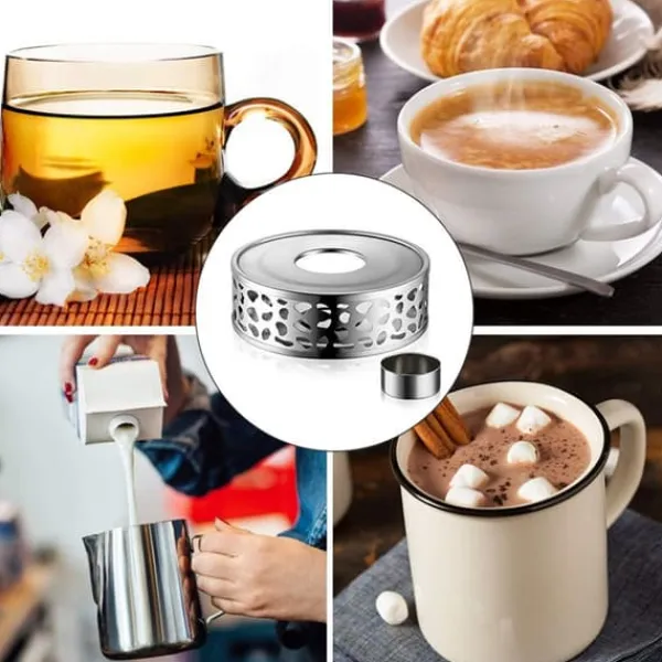 Rustfrit Stål Tevarmer med Fyrfadslysholder til Te- og Kaffekander Clearance