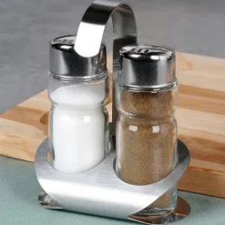 Salt- og peberbøsser med stativ, 3 stk. Best
