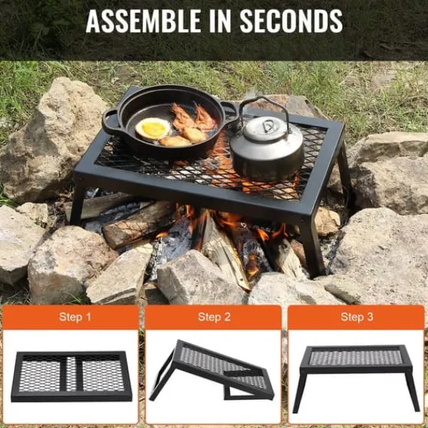 Griller>Sammenklappelig bålgrill til camping, bærbar stål BBQ til udendørs picnic og hygge.