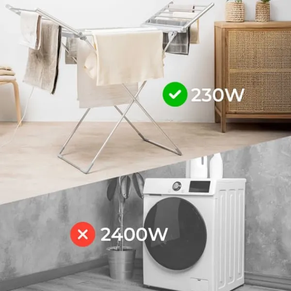 Vasketøjsudstyr>Sammenklappelig elektrisk tørrestativ med vinger, touchskærm, timer og temperaturkontrol Warmmat InnovaGoods 230 W 20 Stænger9
