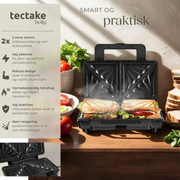 Sandwichtoaster SK1000W, non-stick, varmebestandig - sølv Sale