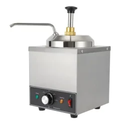 Madopvarmere>Saucedispenser - Elektrisk saucepumpe med varme - 2 L - 30–110 °C termostat - 650 W - Rustfrit stål - EU-stik - 21×21×37 cm - Sølv