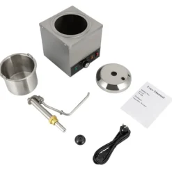 Madopvarmere>Saucedispenser - Elektrisk saucepumpe med varme - 2 L - 30–110 °C termostat - 650 W - Rustfrit stål - EU-stik - 21×21×37 cm - Sølv