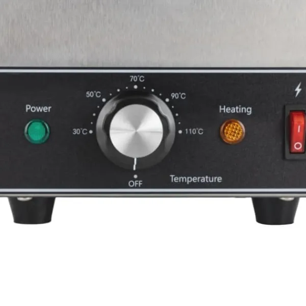 Madopvarmere>Saucedispenser - Elektrisk saucepumpe med varme - 2 L - 30–110 °C termostat - 650 W - Rustfrit stål - EU-stik - 21×21×37 cm - Sølv