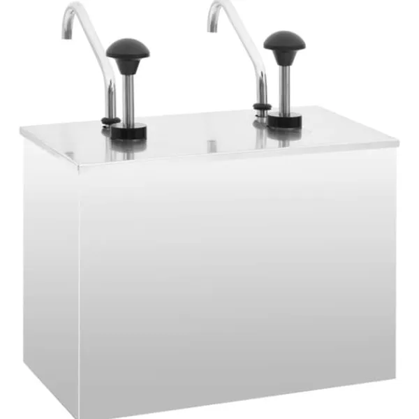 Saucekander>Saucedispenser 2 x 3,5 l rustfrit stål - Ideel til buffeter og fester | Farve: Rustfrit stål