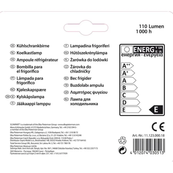 Scanpart Køleskabslampe E14 15w 2-pak Discount
