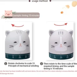 Sød Kat Timer Køkken 60 Minutters Timer 360 Graders Roterende Timer til Bagning og Kogning Hot