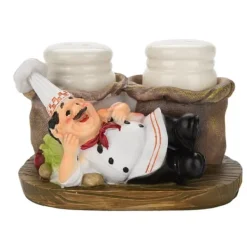 Salt- & Peberstrøere>Sød Kokkestatue Salt- og Peberflaskeholder Ornamenter Boligindretning Køkken Harpiks Håndværk #C