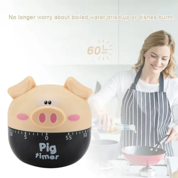 Æggeure>Sød Tegneserie Gris Køkken Timer Mekaniske Timere Tællere til Madlavning Timing Værktøj