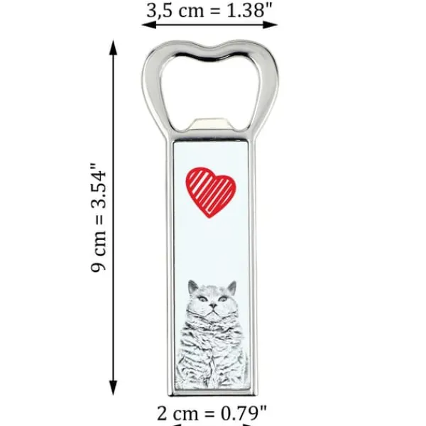 Cocktailshakers & Drinkudstyr>Selkirk Rex korthårskat - flaskeåbner med en kat, personlig køleskabsåbner, unik gave til en mand fra Art-Dog