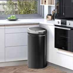 Sensor affaldsspand 42L, automatisk med låg, rustfri, til badeværelse, kontor, køkken, sort Clearance
