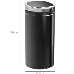 Sensor affaldsspand 42L, automatisk med låg, rustfri, til badeværelse, kontor, køkken, sort Clearance