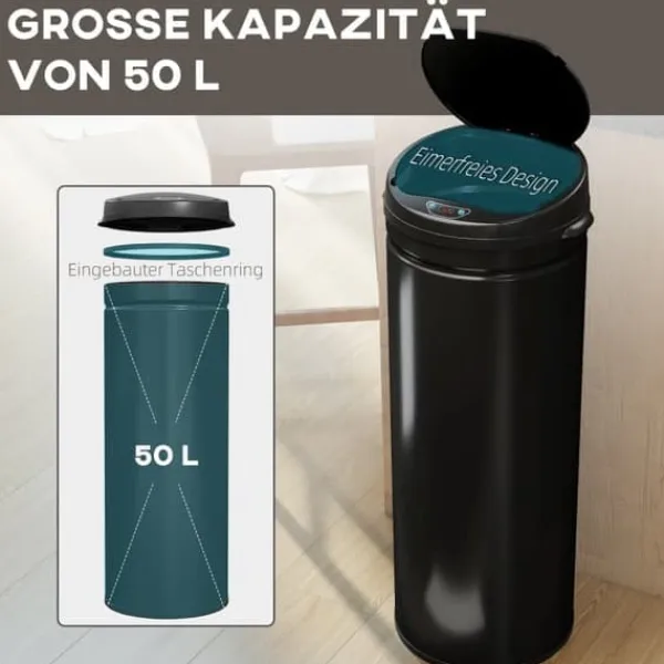 Sensor-skraldespand 50 L med soft close, rustfrit stål, hygiejnisk køkken Discount