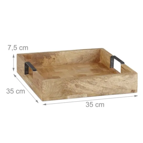Serveringsfad & Skåle>Serveringsbakke, mangotræ, 7,5x35x35 cm, natur