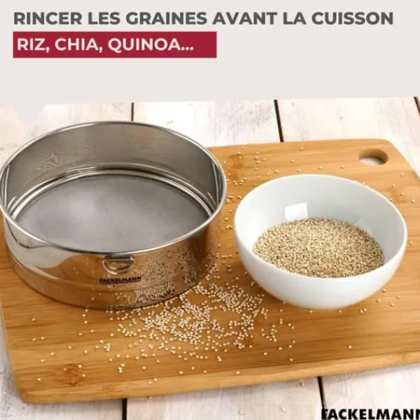 Sier>Set med 2 extra fina kökssiktar i rostfritt stål - FACKELMANN - Basic - 18 cm
