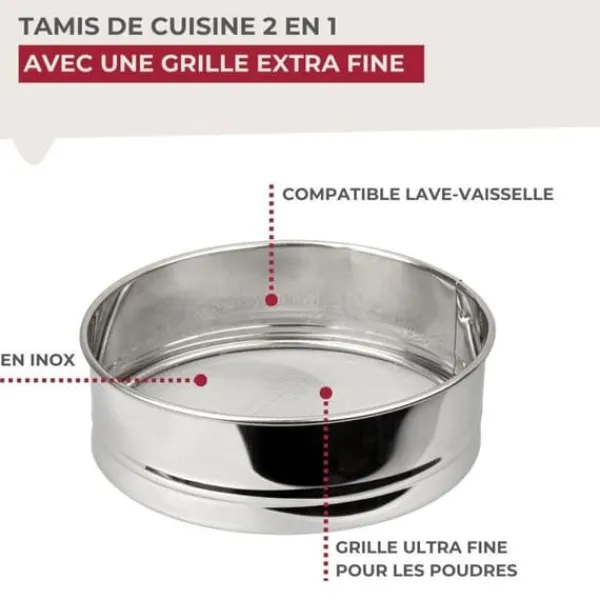 Sier>Set med 2 extra fina kökssiktar i rostfritt stål - FACKELMANN - Basic - 18 cm