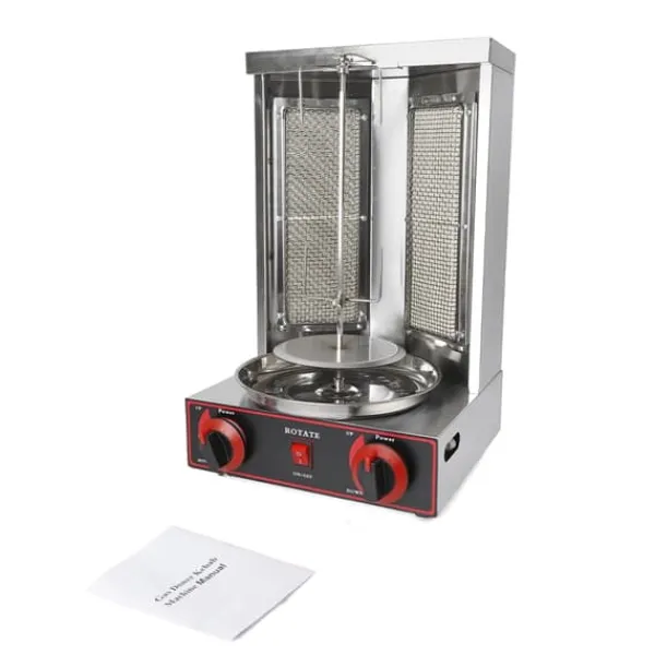 Shawarma grill - Vertikal gas-rotisseri - 3000 W - 2 brændere - 12 kg kapacitet - Rustfrit stål - Til 3–5 personer - Sort Best