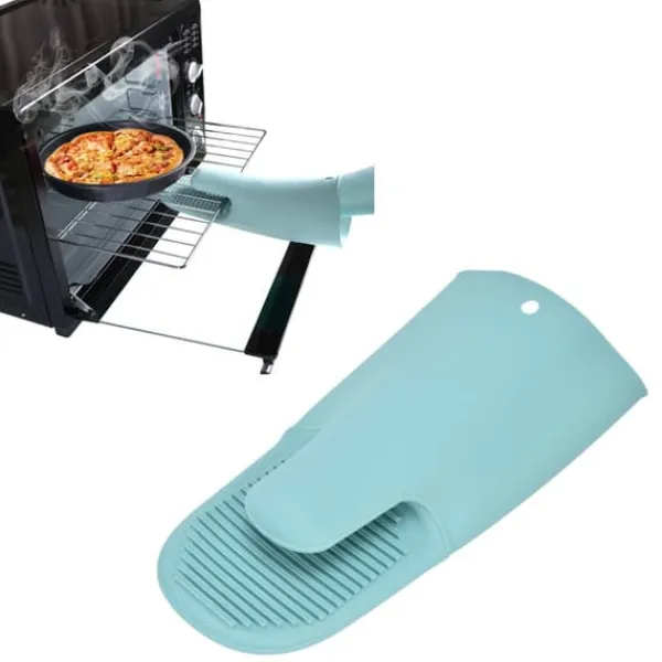 Grydelapper & Grillvanter>Silikon Värmeisoleringshandskar Förtjockade Anti-Slip Ugnsvantar Handskar för mikrovågsgrillNordic Green